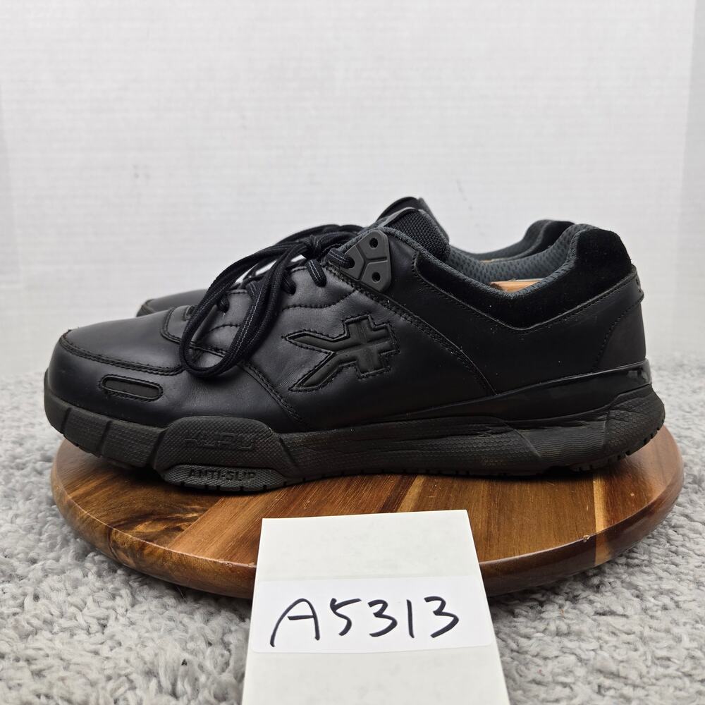 Kuru Men 11.5 Kinetic 2 Somkestack Black Leather Slip Resistant Athletic Sneaker